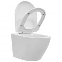 Окачена тоалетна чиния без ръб, керамична, бяла, снимка 6 - Други - 37691922