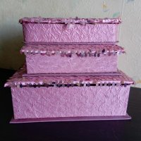 Луксозни кутии за бижута, сатен и пайети, в розово, поотделно, снимка 2 - Подаръци за жени - 31611151