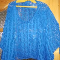 Синя декоративна блуза XXL, снимка 2 - Други - 36770517