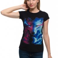 Нова дамска тениска с дигитален печат Вълк, GALAXY WOLF, Серия вълци, снимка 7 - Тениски - 29463595