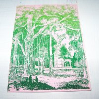 Ръчно рисувана картичка върху листо от дървото Бодхи, Индия 5, снимка 2 - Други ценни предмети - 35593819