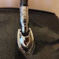 Дамска официална чанта от лачена еко кожа в перлен графитен цвят, снимка 3 - Чанти - 30248732