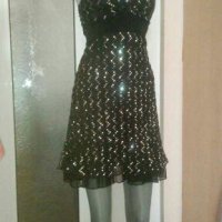 Луксозна черна рокля, на сребристи точки👗🌹 XS,S, S/M👗🌹арт.593, снимка 3 - Рокли - 29598055