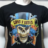 Нова мъжка тениска с дигитален печат на музикалната група GUNS N'ROSES, с череп, снимка 11 - Тениски - 27839016