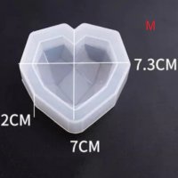3D 3 размера диамантено сърце силиконов молд форма за фондан тесто гипс глина сапун шоколад смола, снимка 3 - Форми - 32143026