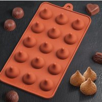 15 малки шапчици куполи целувки силиконов молд форма фондан шоколад бонбони желирани гипс, снимка 1 - Форми - 31930800