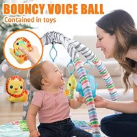 Нова Бебешка подложка за игра Мат с 5 висящи звукови играчки подарък дете, снимка 2 - Играчки за стая - 42241898