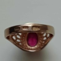Руски златен пръстен  с рубин 3 , снимка 5 - Пръстени - 42462313