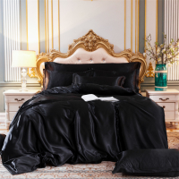 Комплект Спално Бельо от Сатен от 4 части в Черно, снимка 2 - Спално бельо - 35799115