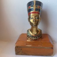 Стара ръчно рисувана египетска статуетка на Нефертити, снимка 3 - Антикварни и старинни предмети - 39160009
