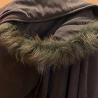Дамско палто с качулка с пух голям размер, снимка 1 - Палта, манта - 35416495