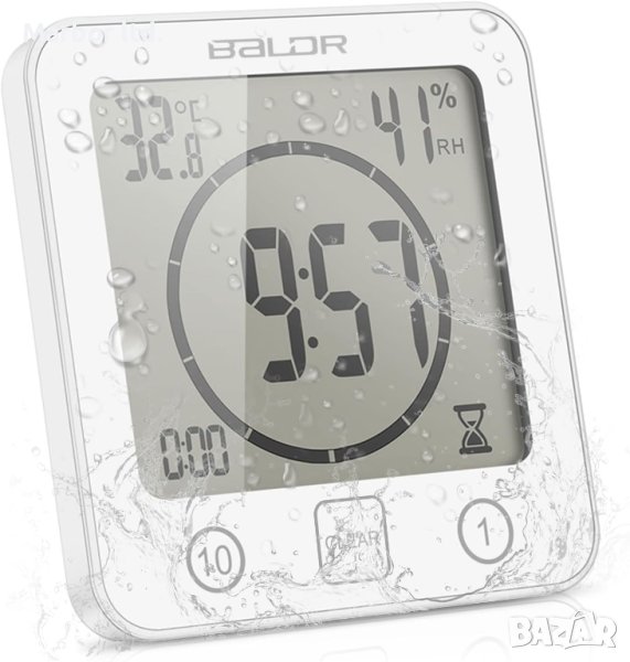 Водоустойчив часовник за баня с хигрометър и таймер, снимка 1