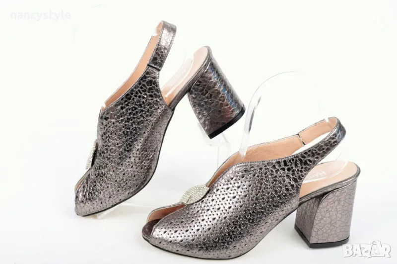 СЕЗОН'25! Официални дамски сандали на ток - Бакър, снимка 1