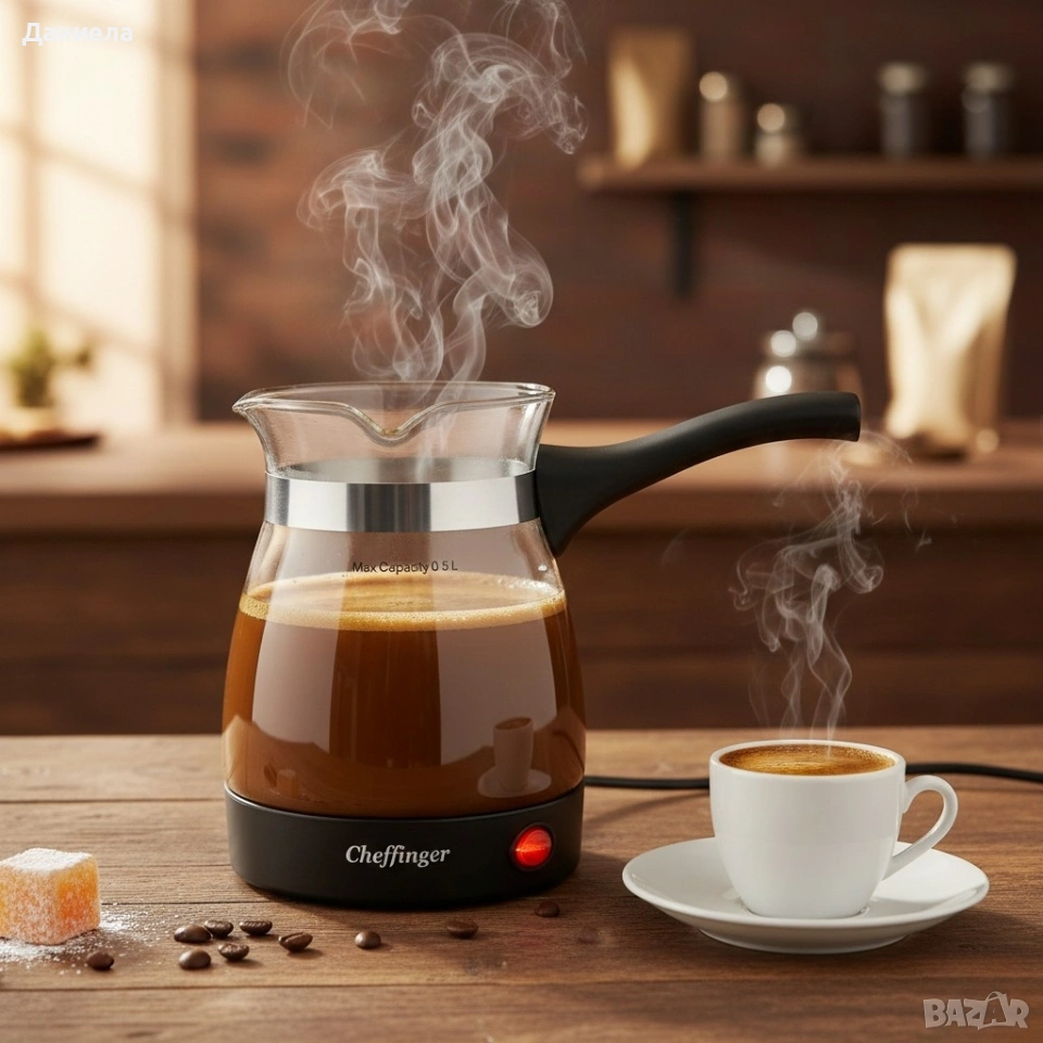 Кафеварка Cheffinger 0,5 л – стъклен съд, 650 W, бутон ON/OFF, снимка 1