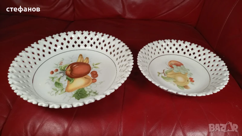 Две чинии, фруктиери, рязан порцелан, снимка 1
