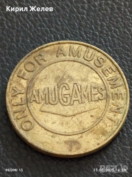 Жетон токен за игрално казино AMUGAMES рядък за КОЛЕКЦИЯ ДЕКОРАЦИЯ 38044, снимка 1