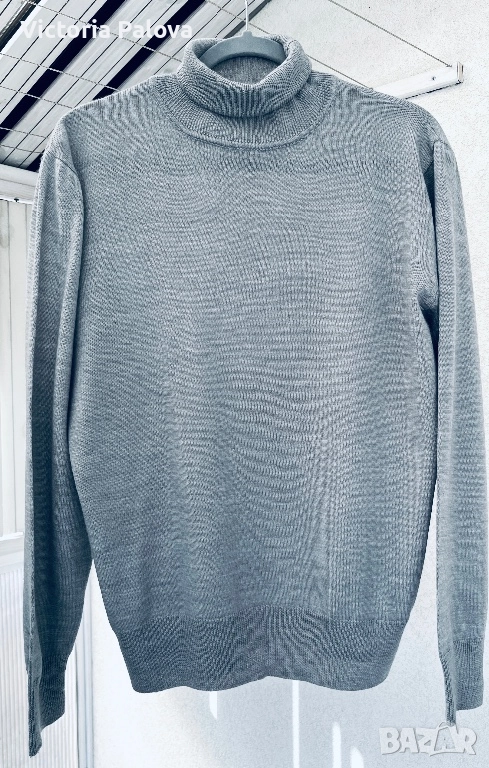 Френско сиво мерино  унисекс поло с висока яка CEDARWOOD STATE , снимка 1