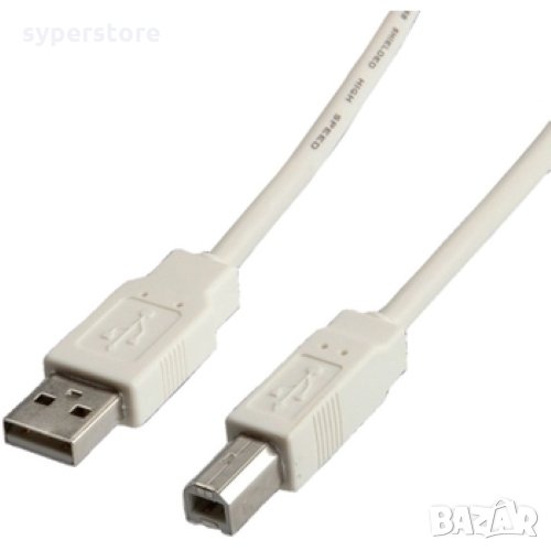 Кабел USB-A към USB-B Digital One SP01165 Бял, 4.5m USB Type A to USB B M/M, снимка 1