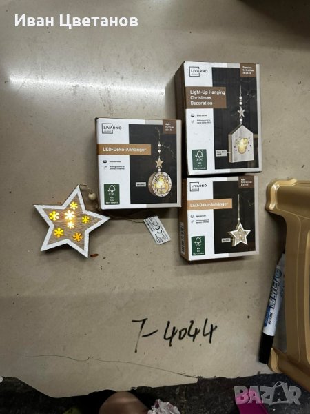 светеща дървена фигурка за елха, снимка 1