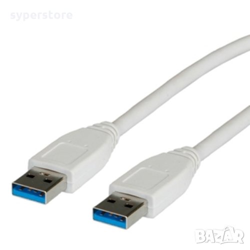 Кабел USB-A към USB-A 3.0 Digital One SP01185 Бял 3м, USB Type A to USB A M/M, снимка 1