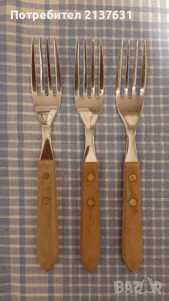 3 броя ВИЛИЦИ  EDELSTAHL с дървени дръжки , снимка 1