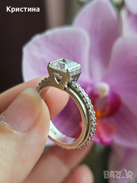 Нов сребърен пръстен с циркони, снимка 1