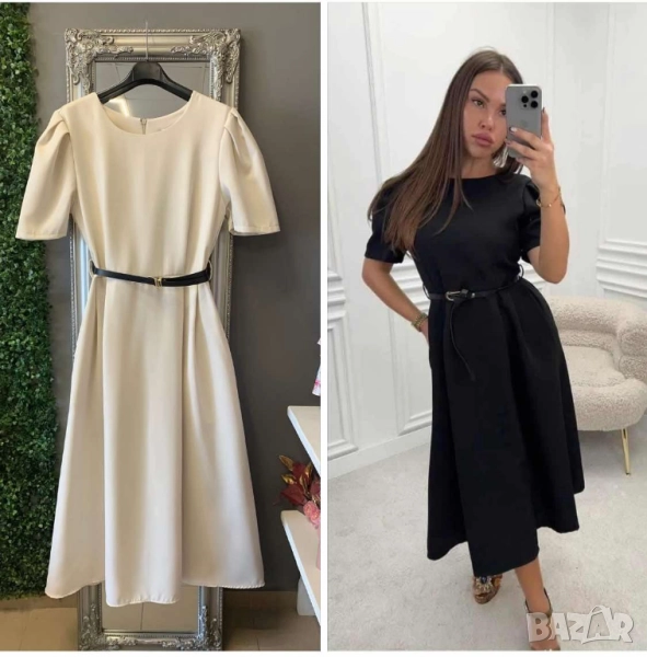 ✨️Елегантни дамски рокли с коланче,миди дължина  , снимка 1