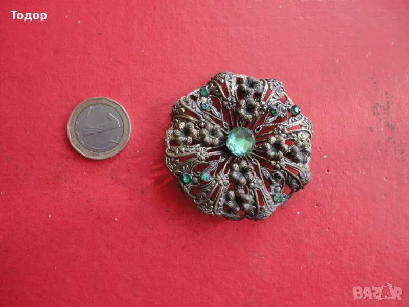 Позлатена брошка с камъни  33, снимка 1