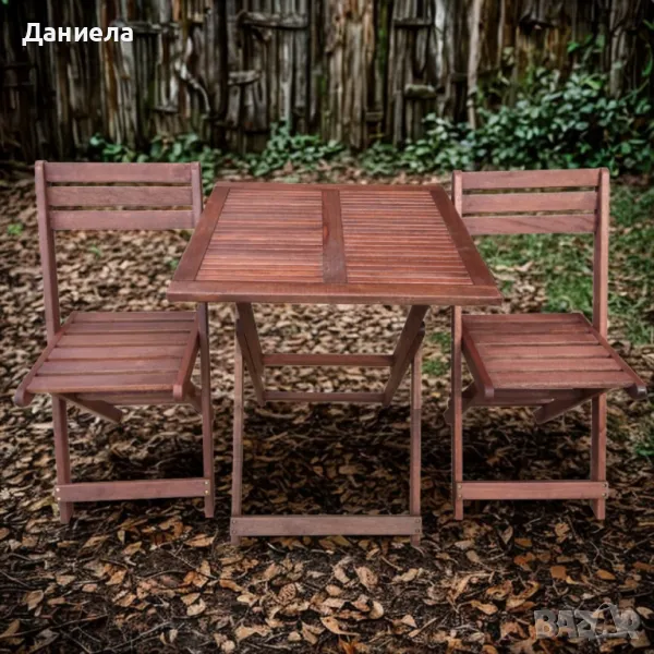 Градински комплект Kreta Muhler Meranti - 3 части, дърво, снимка 1