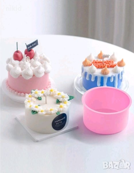 9 см Малка Кръгла силиконова форма молд за кекс торта тортичка блат сладкиш желиран десерт мус кръг, снимка 1
