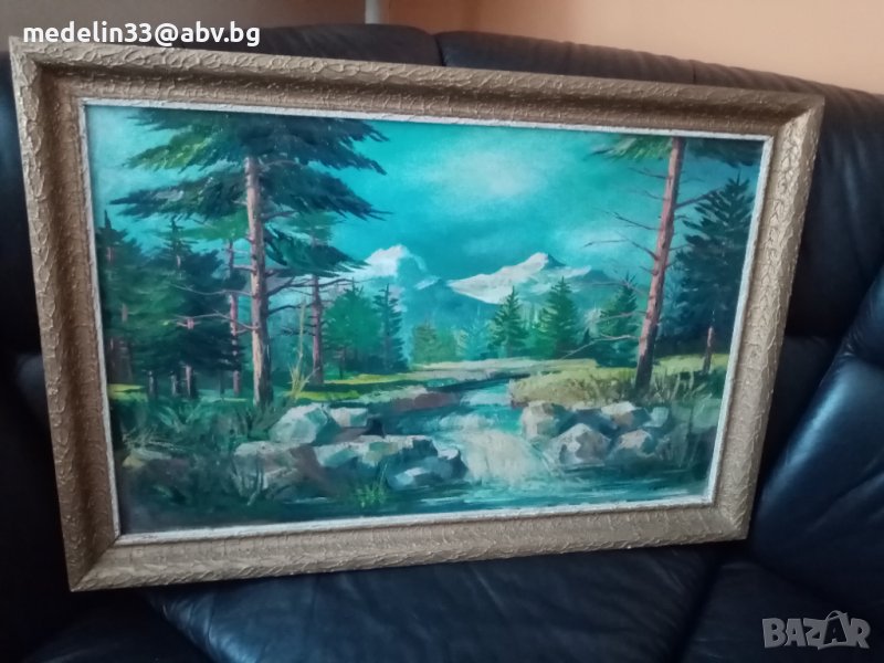 Стара голяма картина, масло, платно 95/65 см, снимка 1