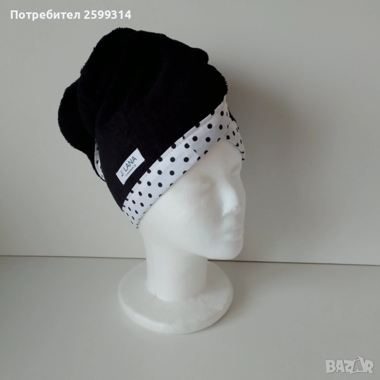 Памучна кърпа-тюрбан за коса подходяща за боядисана коса, снимка 1