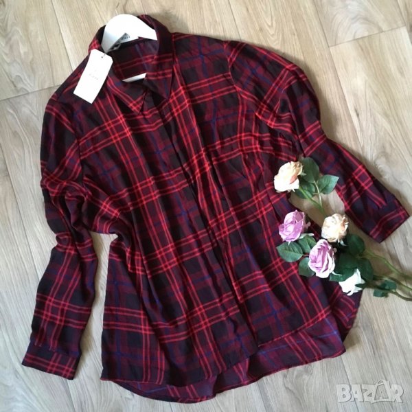 Нова карирана дамска риза, макси размер, за едра дама, елегантна, плътен шифон, eu54/56 (4XL/5XL), снимка 1