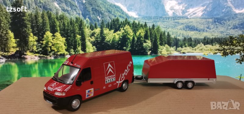 Citroën Jumper 2.8 HDI Sport WRC 2001 + ремарке мащаб 1:43, снимка 1