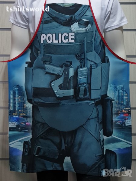 Нова мъжка забавна готварска престилка Полицай (Police), снимка 1