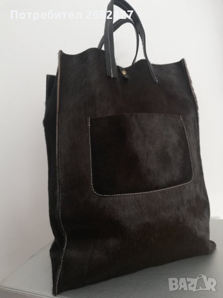 ИТАЛИАНСКА КОЖЕНА ЧАНТА С КОСЪМ , снимка 1