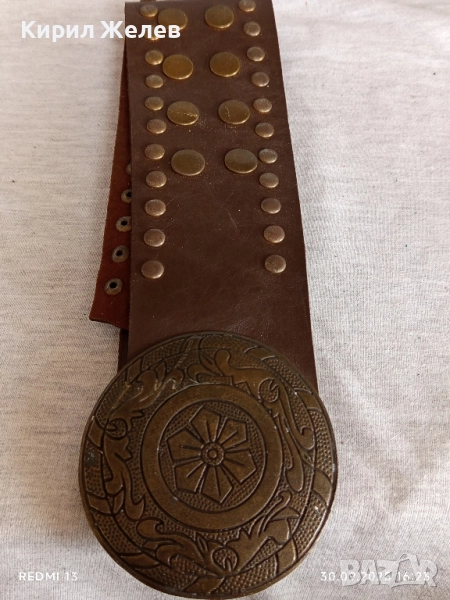 Дамски кожен колан с капси красива катарама тока интересен модел 22922, снимка 1