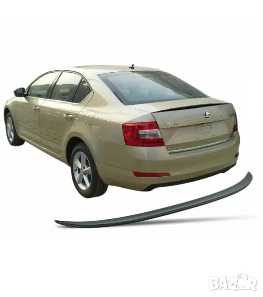 Лип спойлер заден черен пиано лак подходящ за Skoda Octavia 3 Mk3 sedan (2013-2019), снимка 1