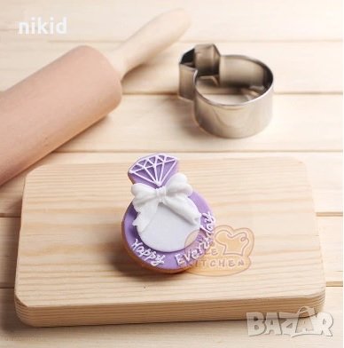 диамантен пръстен халка метална форма резец за сладки бисквитки фондан украса, снимка 1