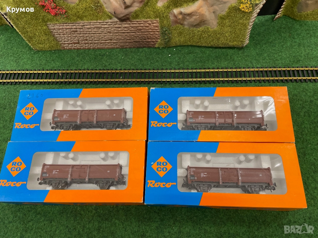 Вагон товарен открит 2-осен Роко HO 1:87 влак ЖП модел кутия нов, снимка 1