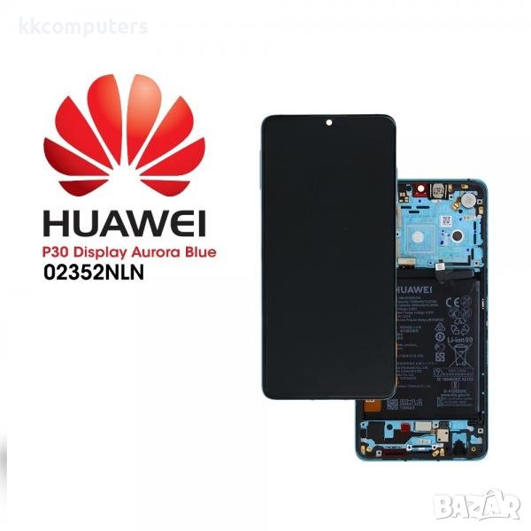 LCD Дисплей за Huawei P30 (2019) / ELE-L29 / 02352NLN / Тъч скрийн / Рамка / Батерия / Син / Оригина, снимка 1
