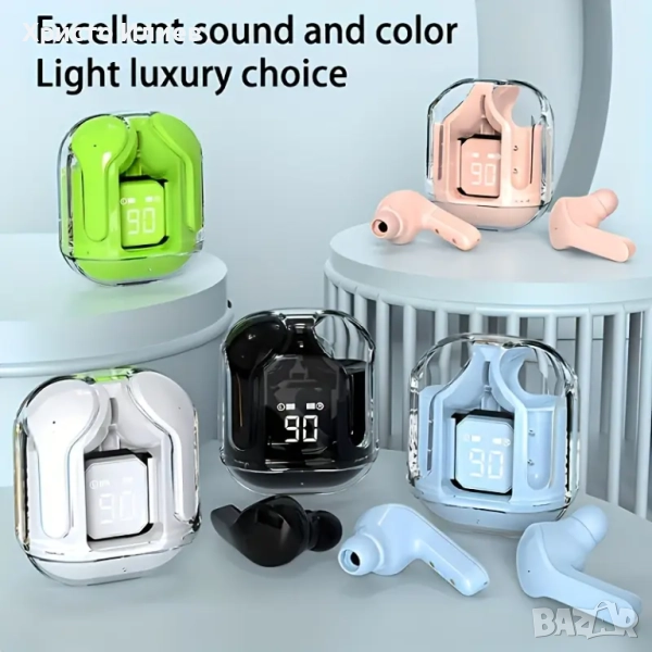 Безжични Bluetooth слушалки с кутия за зареждане LED дисплей вграден микрофон 4 цвята, снимка 1