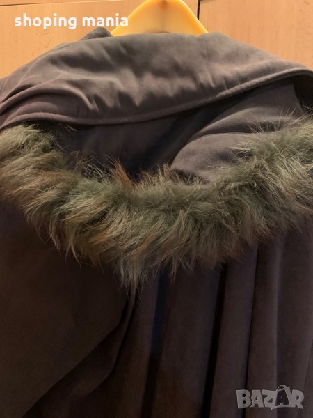 Дамско палто с качулка с пух голям размер, снимка 1