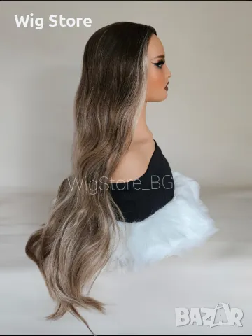 Кестенява перука на кичури без бретон, снимка 6 - Аксесоари за коса - 47740617