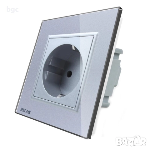 Контакт Welaik A18ES, Единичен, Със стъклена рамка, Сив, снимка 3 - Друга електроника - 52153080