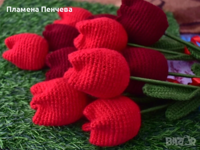 плетени лалета с пожелание , снимка 2 - Декорация за дома - 53039672