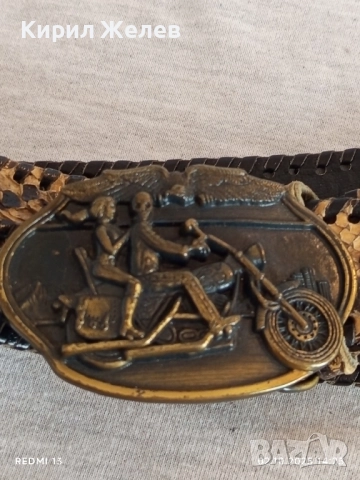 Кожен колан имитиращ змийска кожа с катарама мотористи много красив 26608, снимка 3 - Колани - 51920362