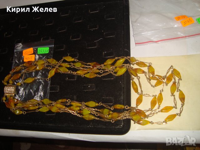 СТАРИННА АРТ ДЕКО ОГЪРЛИЦА от МУРАНО и БРОНЗ ЦВЕТНО ВЕНЕЦИАНСКО СТЪКЛО РЕТРО АРТ БИЖУ РЯДКО 24328, снимка 3 - Антикварни и старинни предмети - 33957553