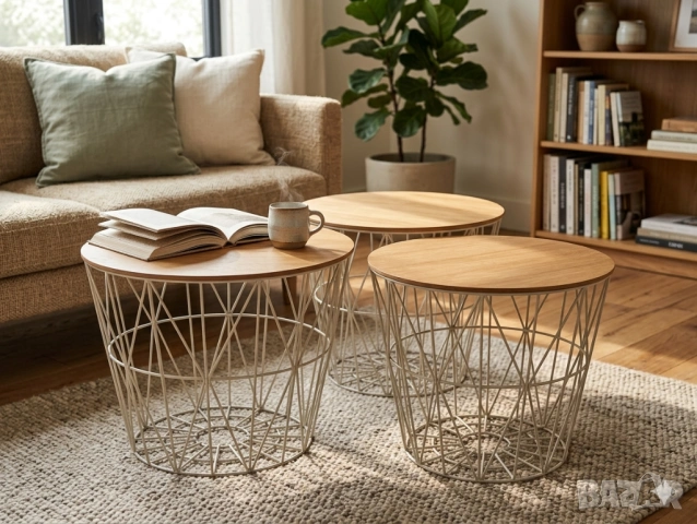 помощни масички – Стил „Индустриален Сканди“