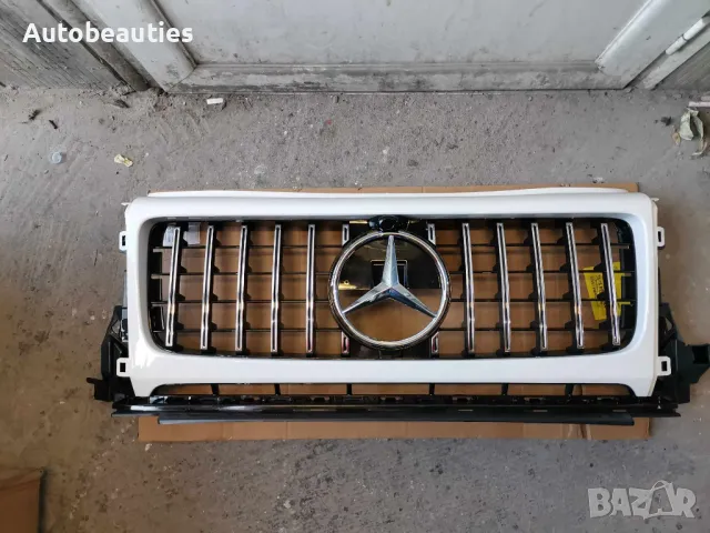 Предна решетка за Мерцедес G-class W464 бяла със сребристо, снимка 2 - Аксесоари и консумативи - 48829714